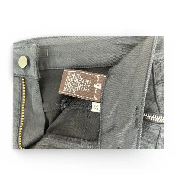 7 For All Mankind Womens Coated Black Denim Pencil Skirt Zipper Detail Size 27 - Picture 4 of 4